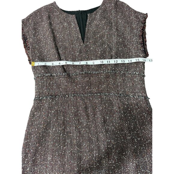 Escada Women's Tweed V-Neck Dress Cap Sleeve Linen Cotton Blend Size 36 / US 6 - Picture 5 of 8